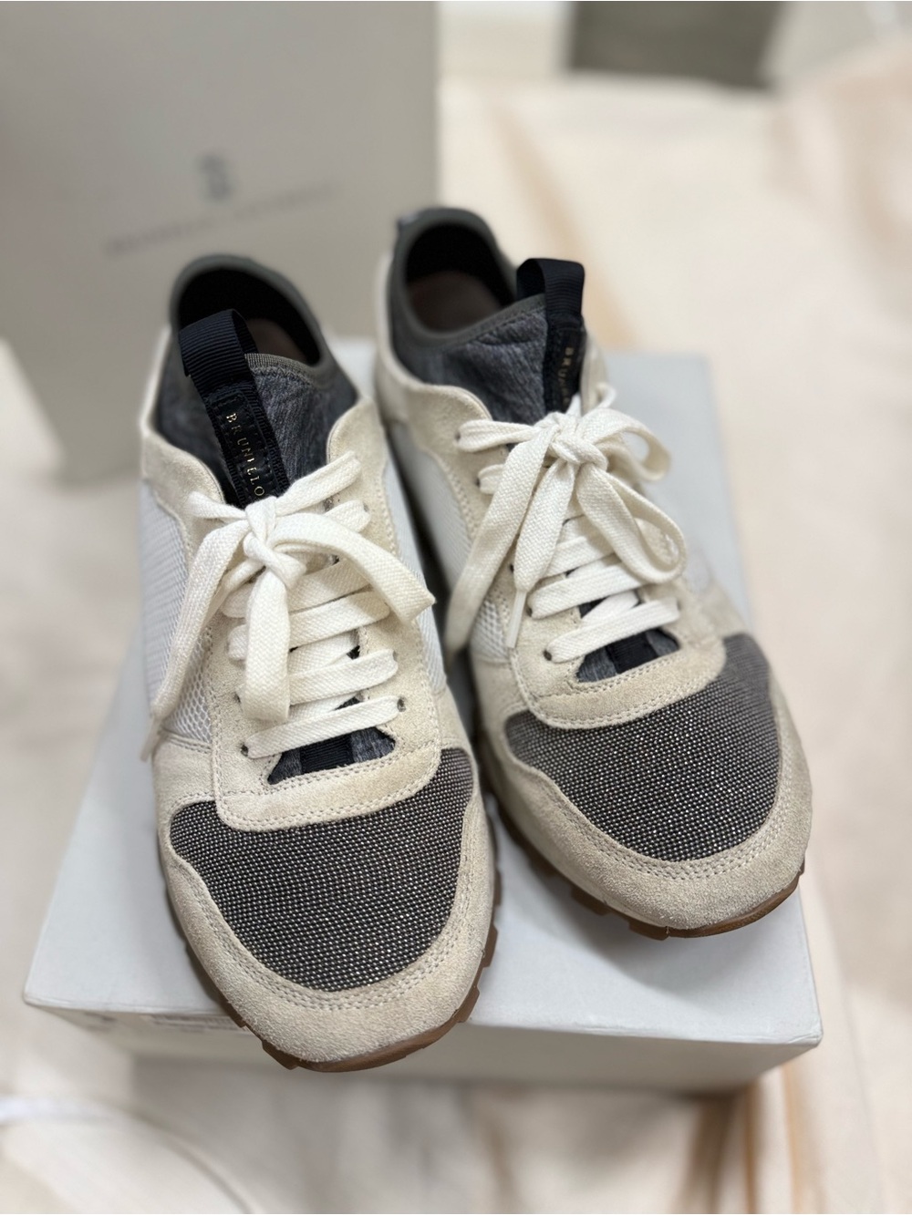 Authentic Brunello Cucinelli Cream luxury Sneakers